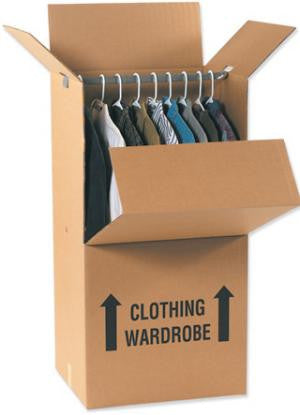 Wardrobe Box 24" x 22" x 46" - Includes Bar - Double Wall Box